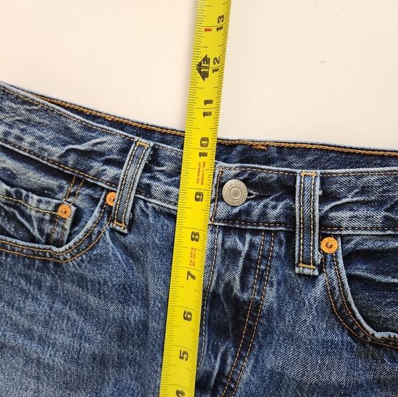 Levis 501 Button Fly Denim Jean Shorts Cutoffs High Waisted Rise Festival Frayed - Picture 9 of 12